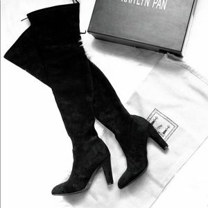 Black suede over the knee boots